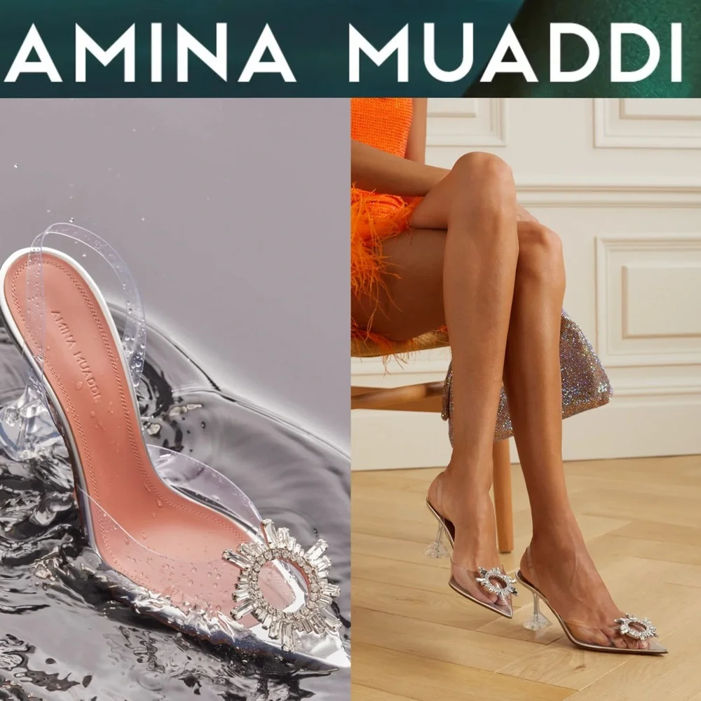 $1300! Amina Muaddi Begum Cinderella Pumps size 39.5 - Picture 1 of 11